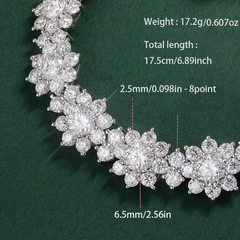 21.6CT Moissanite Sunflower Luxury Design, D Color VVS1 Round Cut, 925 Sterling Silver, Perfect Holiday Gift