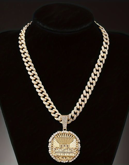Load image into Gallery viewer, Fashionable Cuban Chain Necklace - Synthetic Zirconia Pendant with The Last Supper Painting - Fashionable Jewelry for Men and Women - Gift Box
