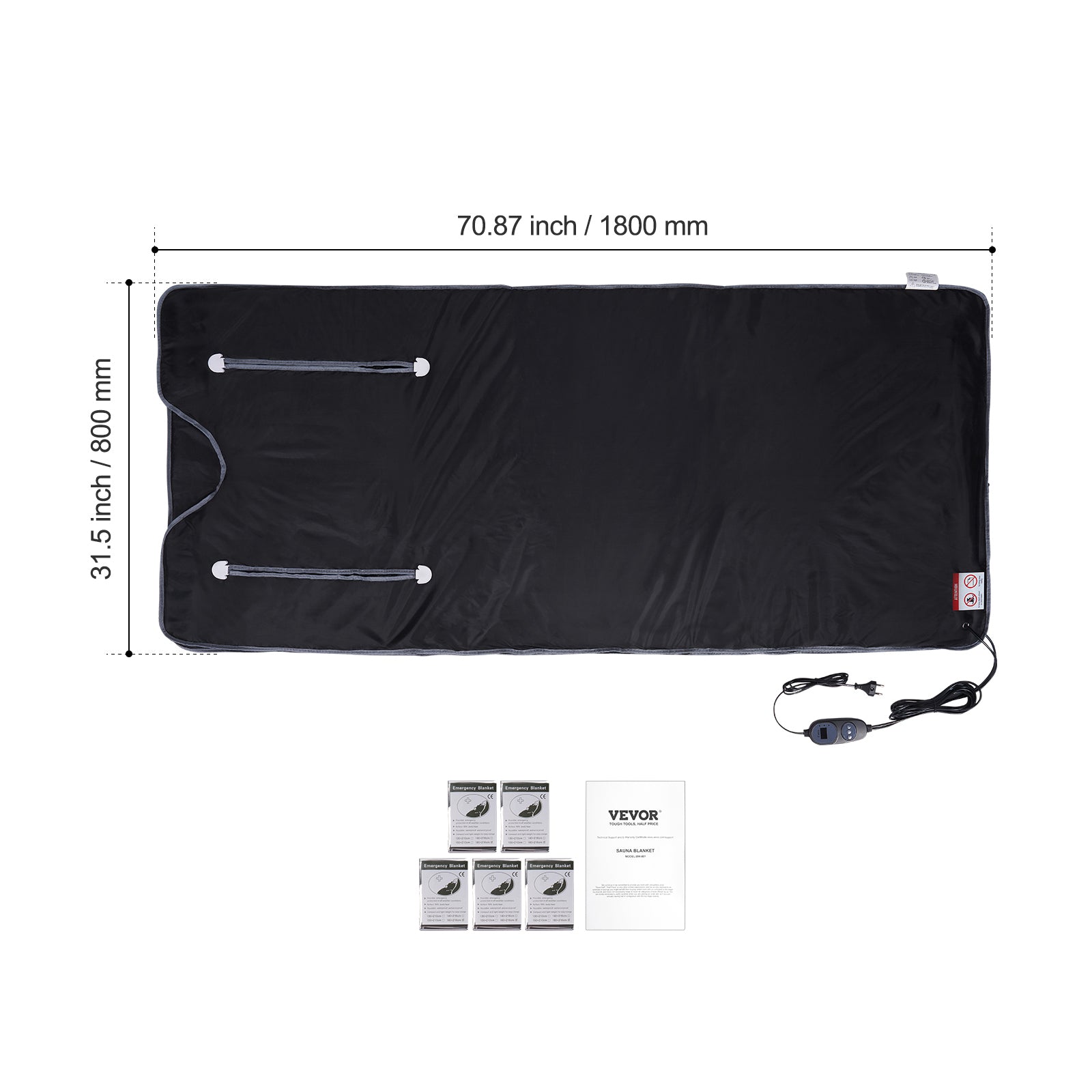Sauna Blanket for Detoxification, Portable Far Infrared Sauna for Home, Oxford Sauna Bag w/ Arm Holes & Carbon Fiber Heating, 1-6 Level Adjustable Temp 95-176, 5-60 Minutes Timer, 71 x 31 in