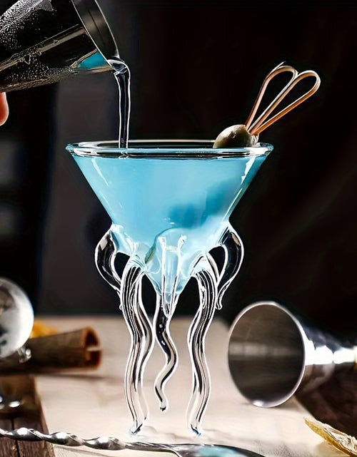 Load image into Gallery viewer, Octopus-Inspired Glass Cocktail Cup with 8-Arm Design - Reusable Hand Wash Only Martini Glass for Seafood-Themed Parties, Barware &amp; Home Entertaining - Durable Recyclable Glass
