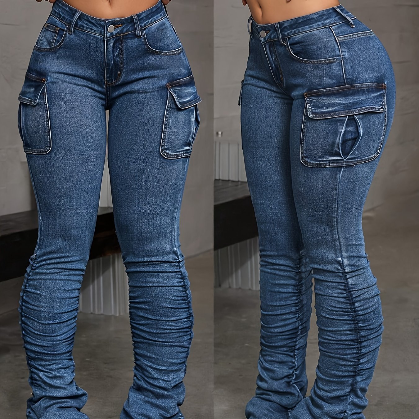 Fashionable Retro-Style Flared Pants with Modern Pleated and Practical Pockets | Women's Mid-calf Stretch Workwear | Autumn Bestseller