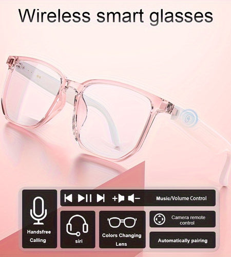 Smart Audio Glasses for Women - Blue Light Blocking, Magnetic Charging, Voice Assistant, 5.4 Wireless Audio & Mic, Remote Photography, Open Headphone Design, PC Lenses & TR Frame - Perfect for Gaming, Work, Music & Video Call