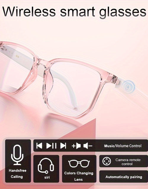 Load image into Gallery viewer, Smart Audio Glasses for Women - Blue Light Blocking, Magnetic Charging, Voice Assistant, 5.4 Wireless Audio &amp; Mic, Remote Photography, Open Headphone Design, PC Lenses &amp; TR Frame - Perfect for Gaming, Work, Music &amp; Video Call
