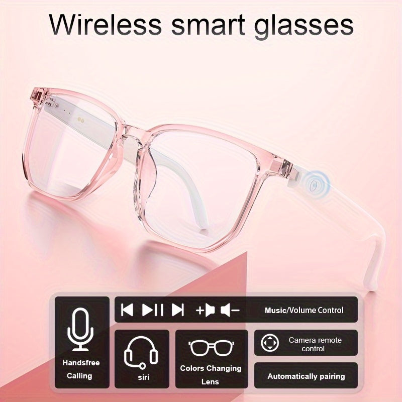 Smart Audio Glasses for Women - Blue Light Blocking, Magnetic Charging, Voice Assistant, 5.4 Wireless Audio & Mic, Remote Photography, Open Headphone Design, PC Lenses & TR Frame - Perfect for Gaming, Work, Music & Video Call