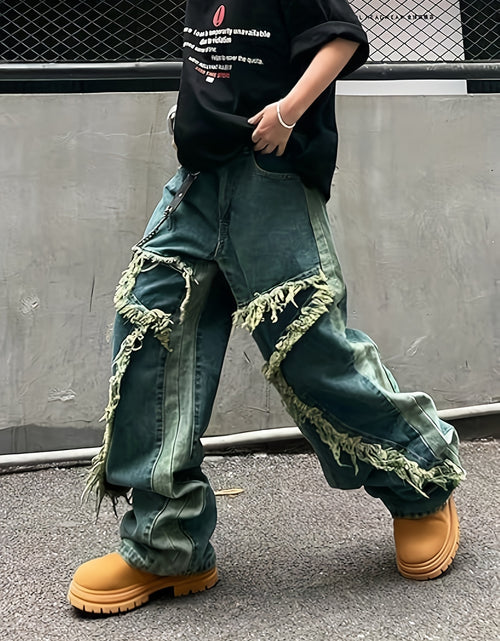 Load image into Gallery viewer, High Urban Washed Y2K Style Loose-Fit Men  Jeans | A Must-have Retro Distressed Loose Jeans For Street Fashion
