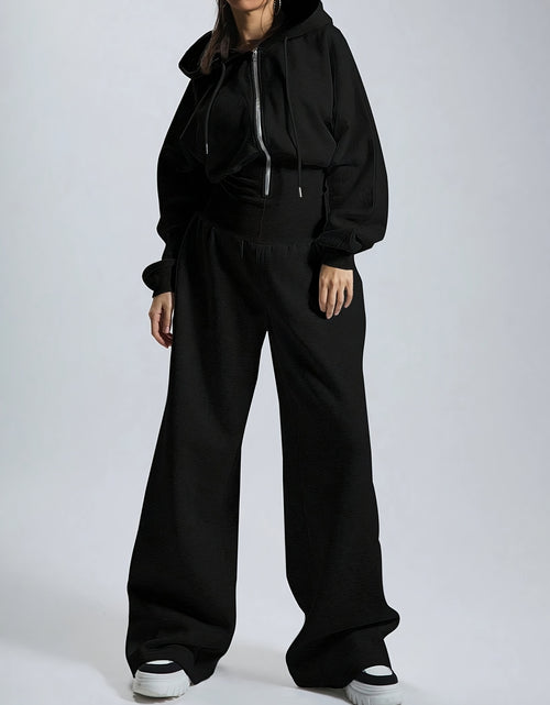 Load image into Gallery viewer, Women&#39;s Casual Solid Color Hooded Zipper Jumpsuit - Long Sleeve Elastic Waist Pantsuit, Machine Washable Spring &amp; Autumn Outfit for Casual Attire, Comfortable Leisurewear, Durable Leisurewear
