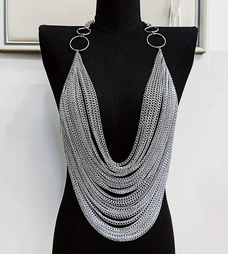 Silvery Body Chain - Y2K Hanging Chain Very Fashionable