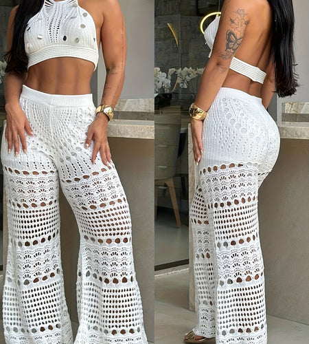 Stylish Golden Coast Crochet Two Piece Summer Set