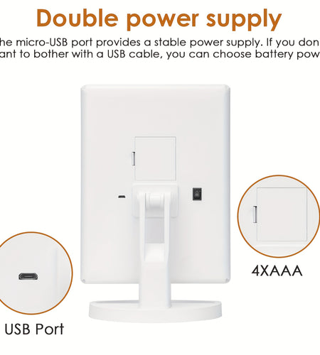 1 Pack Vanity Mirror with Lights, Gifts for Her Women, Makeup Mirror with Magnification, 2X 3X, 3 Colors Lights, Portable Travel Makeup Mirror