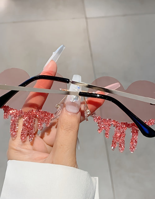 Load image into Gallery viewer, Fashion Women Heart Style Glasses with Decor Frame By Rhinestones New Multicolor Frameless Glasses
