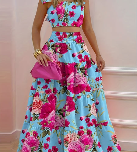 Sexy Printed Top And Skirt Fashion Set, Two-piece Set Summer Ready
