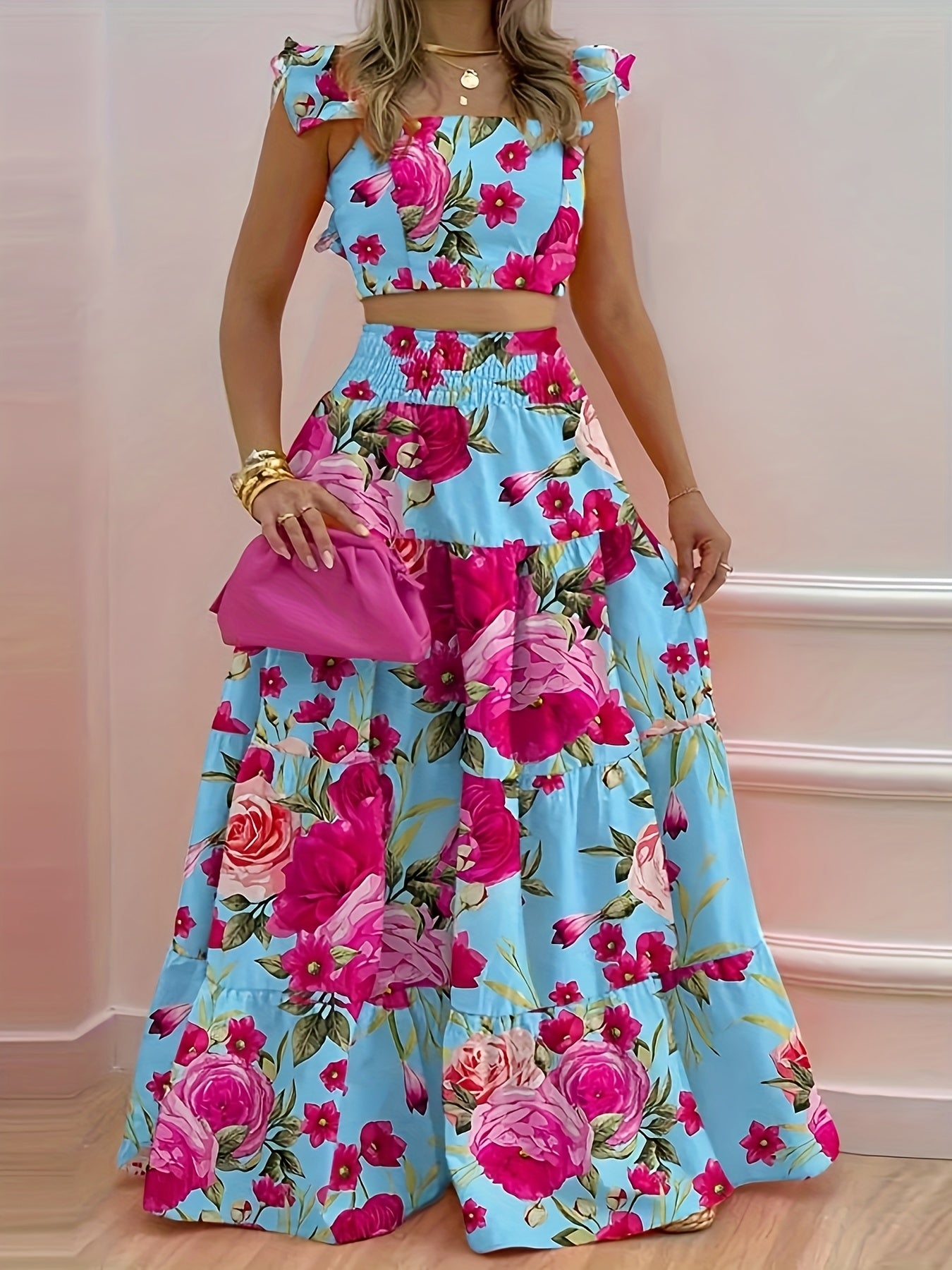 Sexy Printed Top And Skirt Fashion Set, Two-piece Set Summer Ready