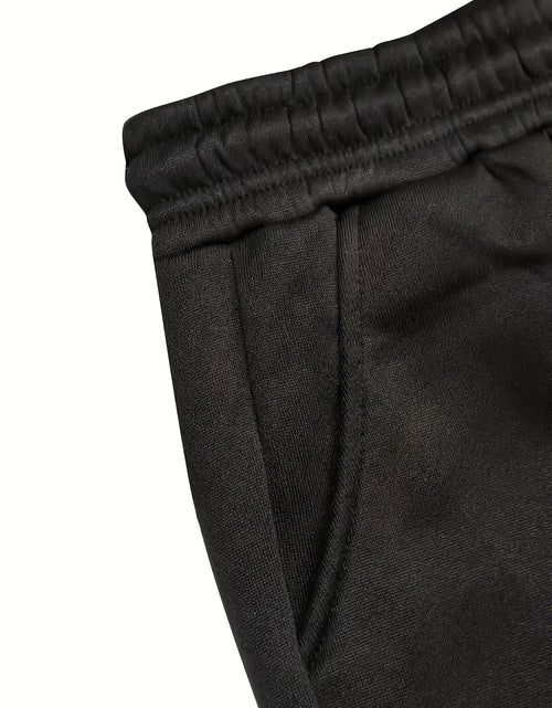Load image into Gallery viewer, Black Retro Letter Printed Men&#39;s Two-piece Casual Round Neck Long Sleeved Hooded Sweatshirt And Sweatpants Set Suitable for Autumn And Winter Sportswear Set|Men&#39;s Sports Suit
