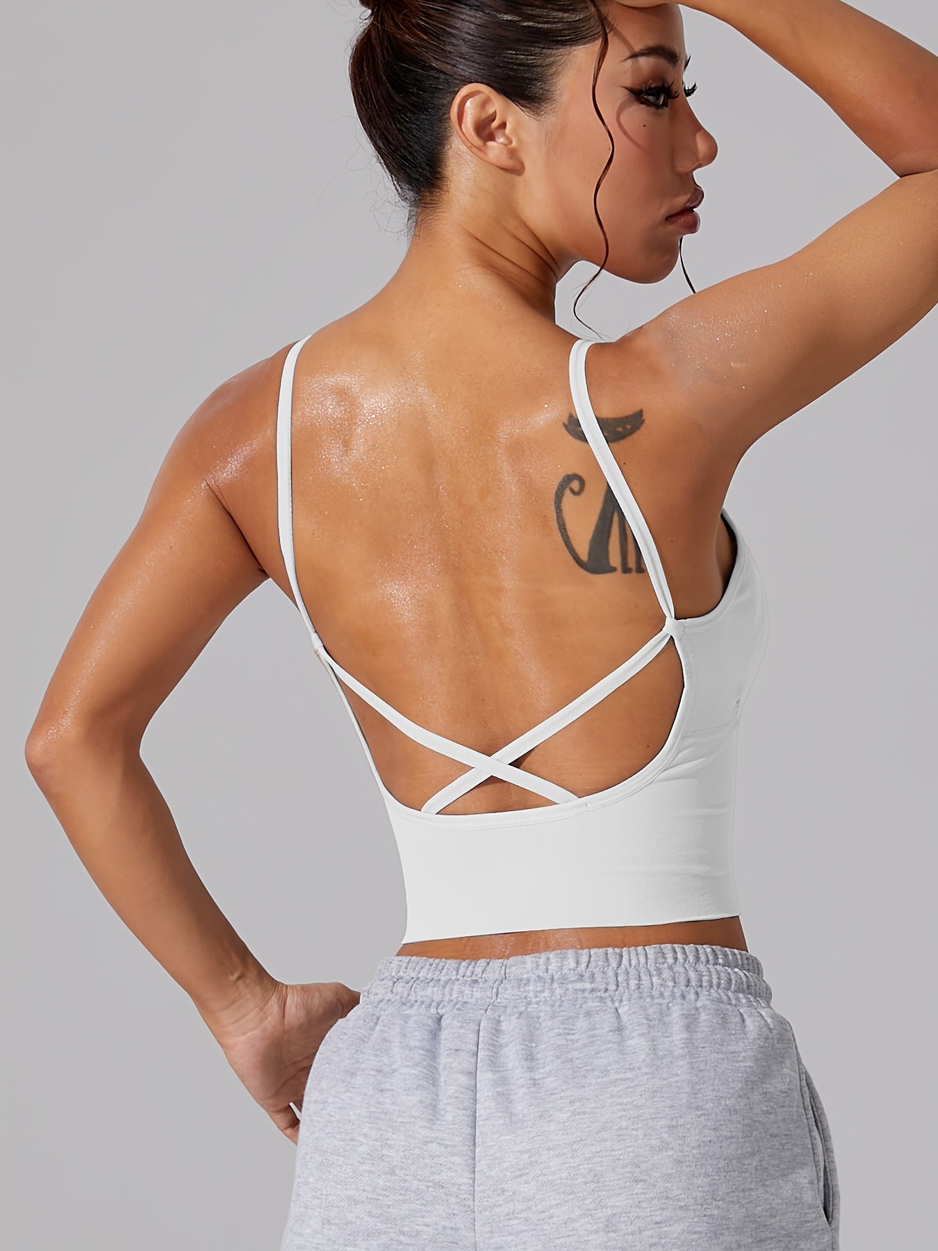 [Comfortable Yoga Top] Comfortable Single-Pack Women Backless Cross Strap Fitness Yoga Tank Top | Wearable Bra Innerwear for Outdoor Casual Sports