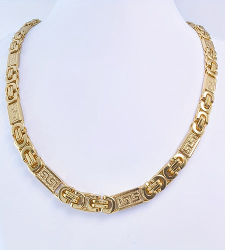 Stainless Steel Casual Flat Link Chain Necklace for Men - No Pendant