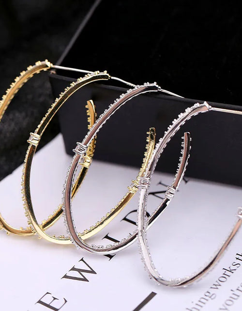 Load image into Gallery viewer, Vecalon Large Hoop Gold/Sier Color for Women Big Circle Earrings Sterg Sier Wedding Jewelry Party Accessories
