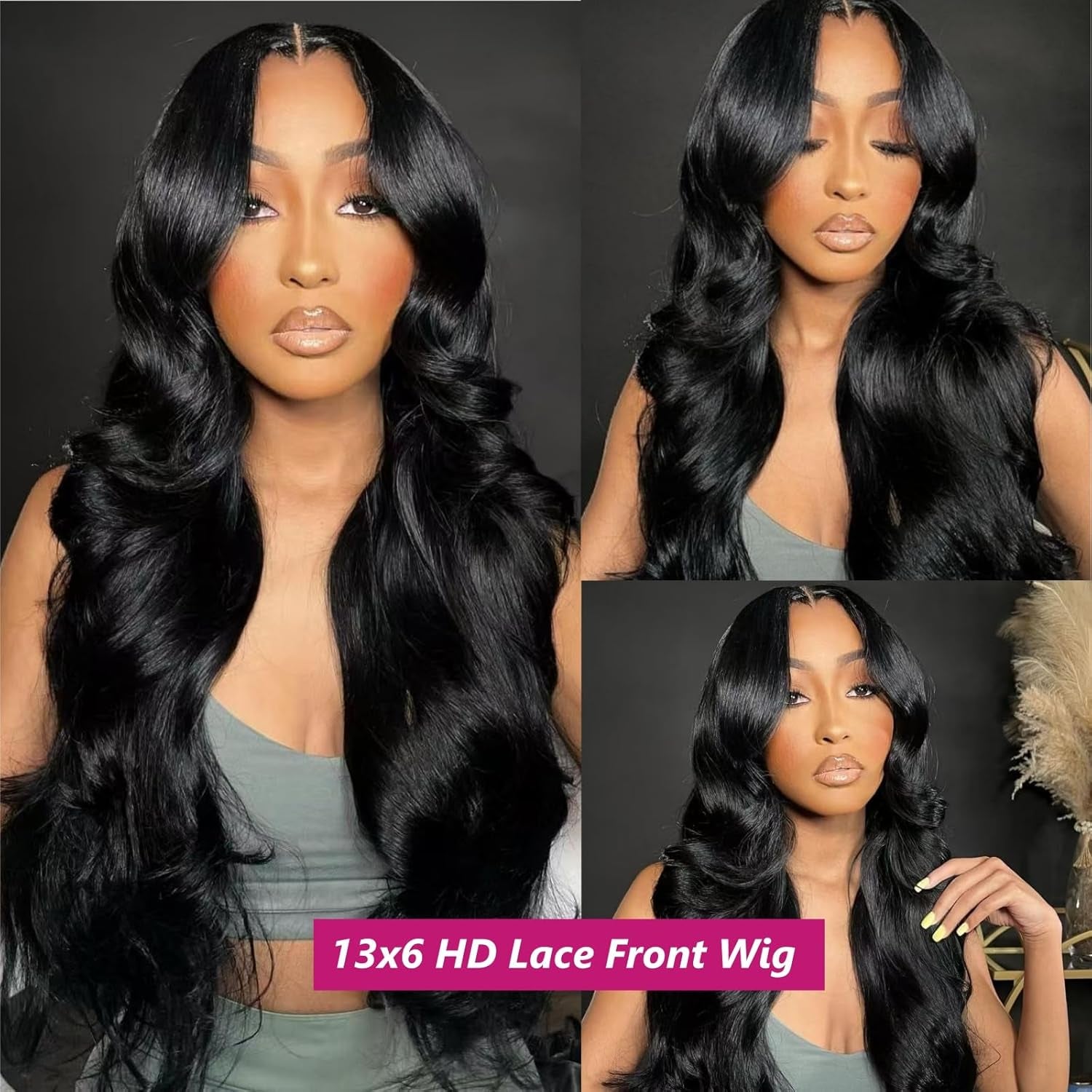 13X6 Lace Front Wigs Human Hair 200 Density Body Wave HD Lace Front Wigs Human Hair 13X6 HD Lace Frontal Glueless Wigs Human Hair Pre Plucked Brazilian Virgin Human Hair Wig for Women (28 Inch)