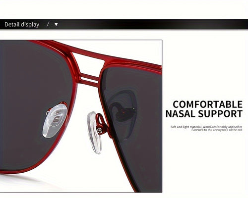 Load image into Gallery viewer, Men Large Frame Sunglasses | Black to Red Gradient TAC Lens, Full-Rim Iron Frame, Protection, Easy-Clean Lens Surface, Polished End for Formal &amp; Everyday Outfits
