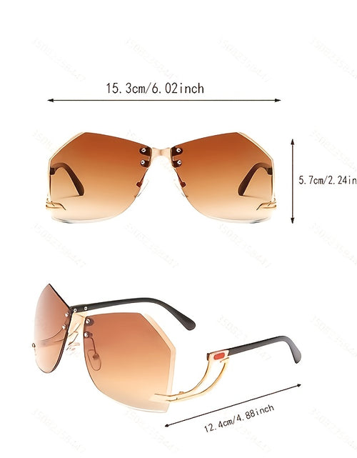 Load image into Gallery viewer, Frameless Oversized Fashion Glasses for Women - Gradient Pink to Clear Lenses, Hollow-Out Temple Arms, Protection &amp; Anti-Glare Coating, Luxury Fashion Accessories

