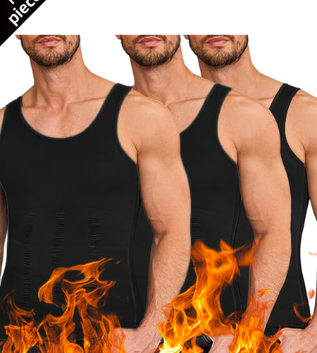 3pcs Compression Shirts For Men | Shapewear Body Shaper Waist Trainer Vest Workout Tank Tops Abdomen Undershirts | All Season Wear
