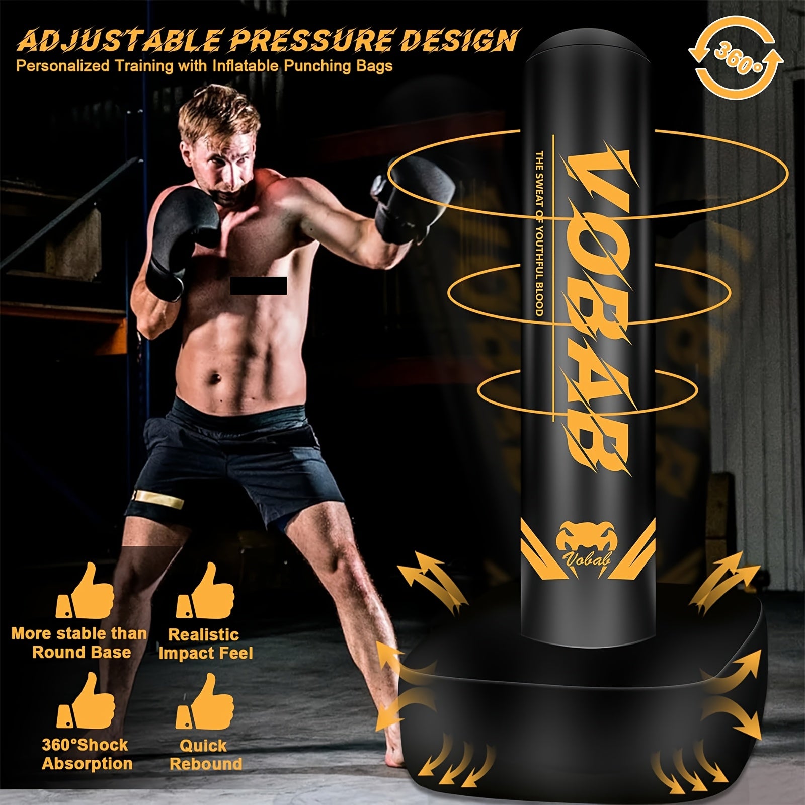 70" Heavy Punching Bag With Stand For Adults, Freestanding Boxing Bag For Men Women MMA Thai Fitness Karate Muay Beginners