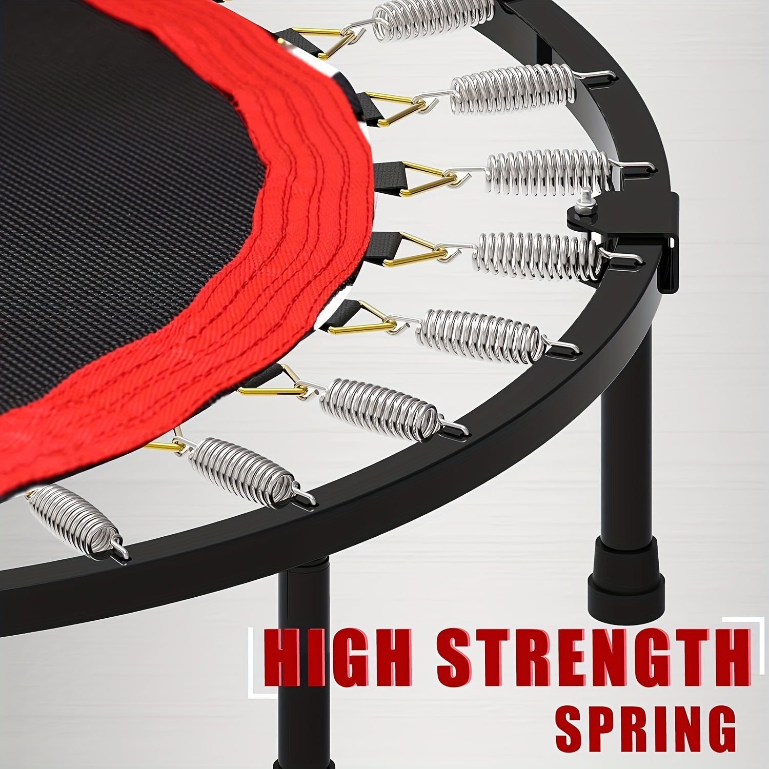 Mini Trampoline 450/550 LBS Foldable with Bungees - 40" U-Shaped Adjustable Foam Handle - Stable & Quiet Exercise Rebounder for Adults - Indoor/Outdoor Workout - Black - Trampoline for Exercise