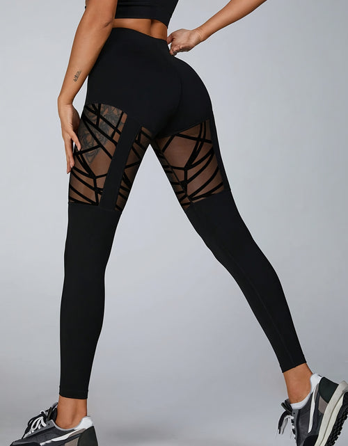 Load image into Gallery viewer, Women High-Waisted Yoga Leggings, Semi-Sheer Athletic Workout Pants with Full-Length Mesh Panels, Tights for Running, Gym, Yoga &amp; Casual Attire, All-Season Stretchy Fitness Leggings with Full-Length Zipper-Free Opening, Solid
