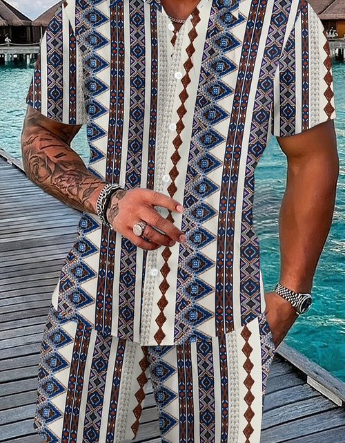 Load image into Gallery viewer, Men&#39;s Beach Style Fashion Set - Short-Sleeved Shirt &amp; Shorts - Eye-Catching Keep Short
