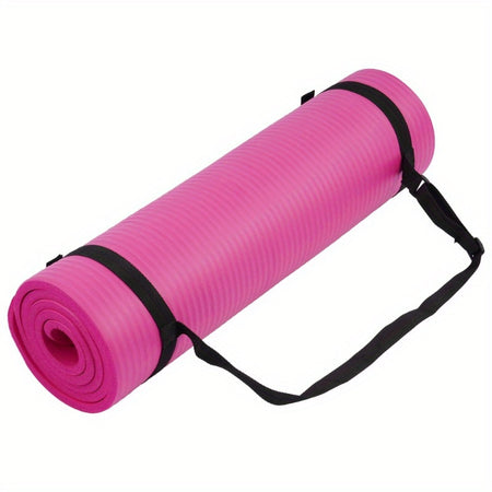 High-quality NBR rubber yoga mat, extra thick and wide, non-slip and durable, ideal for fitness and dance training, comes with a carrying strap, size 183*61*0.8cm/6.0*2.0*0.02 feet, perfect gift for birthdays, Easter, Mother'
