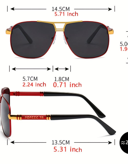 Load image into Gallery viewer, Men Large Frame Sunglasses | Black to Red Gradient TAC Lens, Full-Rim Iron Frame, Protection, Easy-Clean Lens Surface, Polished End for Formal &amp; Everyday Outfits
