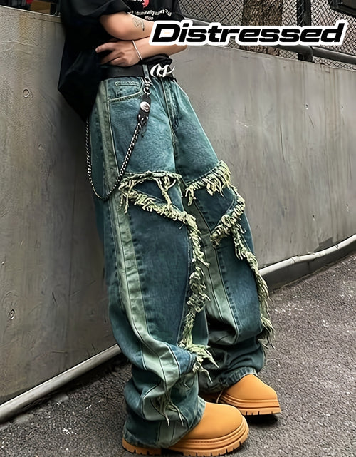 Load image into Gallery viewer, High Urban Washed Y2K Style Loose-Fit Men  Jeans | A Must-have Retro Distressed Loose Jeans For Street Fashion
