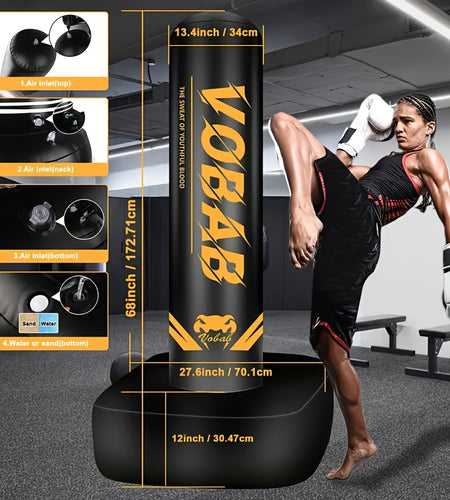 70" Heavy Punching Bag With Stand For Adults, Freestanding Boxing Bag For Men Women MMA Thai Fitness Karate Muay Beginners