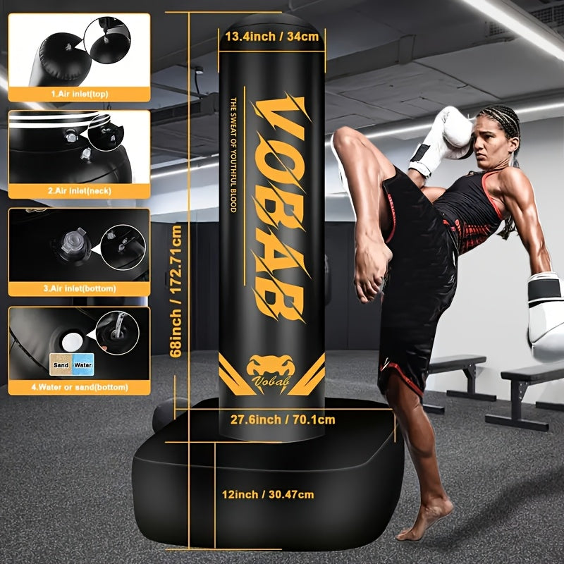70" Heavy Punching Bag With Stand For Adults, Freestanding Boxing Bag For Men Women MMA Thai Fitness Karate Muay Beginners