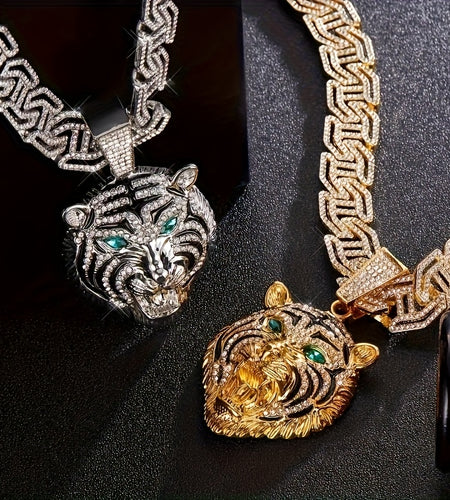 Men's Pioneer Lion Head Necklace - Bold Golden-Tone Chain with Eyes & -Accented Mane, Rap Jewelry Gift - Includes Gift Box, Lion Jewelry, Statement Piece, Eye catching Pendant, Detailed Craftsmanship