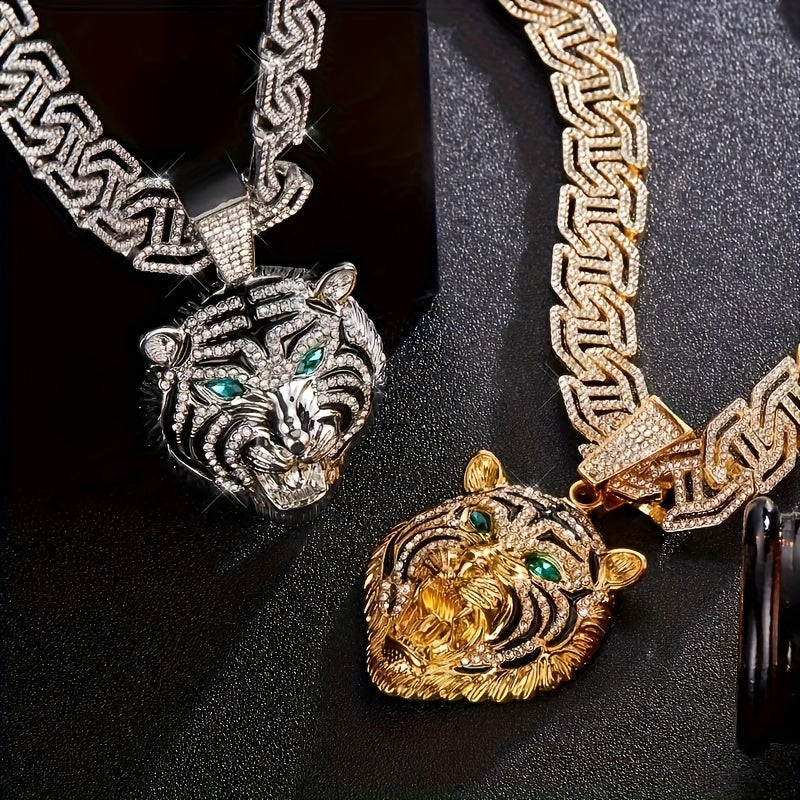 Men's Pioneer Lion Head Necklace - Bold Golden-Tone Chain with Eyes & -Accented Mane, Rap Jewelry Gift - Includes Gift Box, Lion Jewelry, Statement Piece, Eye catching Pendant, Detailed Craftsmanship
