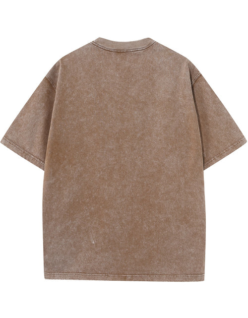 Load image into Gallery viewer, Washed Cotton Batik T-shirt High-quality Thickened Washed Cotton 220g Batik Washed Off-shoulder Short Sleeves Young Men&#39;s Pattern Printed Casual T-shirt

