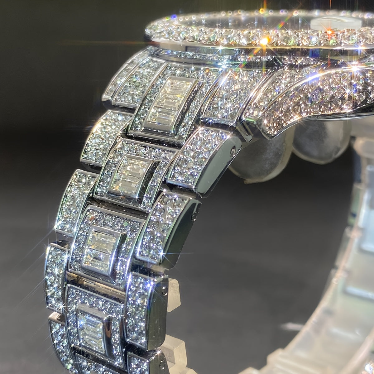 New Luxury Men Bedazzle Watch Automatic Date Fashion Waterproof Quartz Watch Men Hip Hop Iced Water Rhinestone