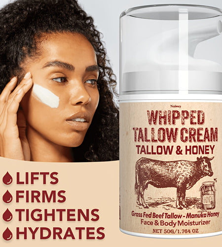 Fragrance-Free Vitamin E Enriched Hydrating Whipped Tallow & Honey Face Cream - 50g - Collagen, Olive & Jojoba Oil for Dry Skin - Perfect for All Seasons, Face Lift & Tighten Cream