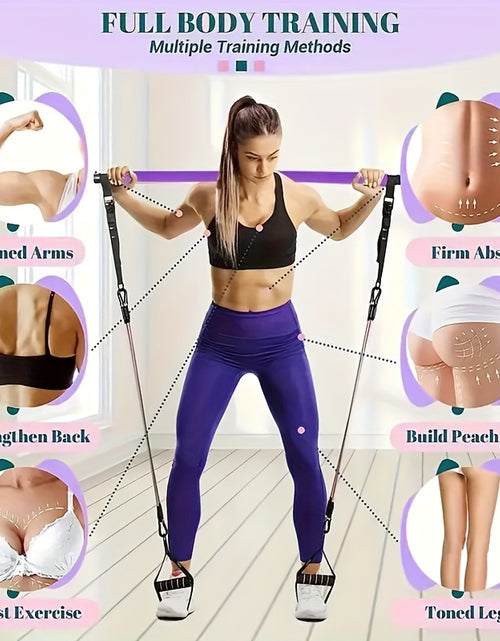 Load image into Gallery viewer, Pilates Bar Set, Multi-Functional Fitness Stepper and Stretching Trainer, Yoga and Home Workout Equipment, 14 pcs with 6 Resistance Bands (180 lbs)
