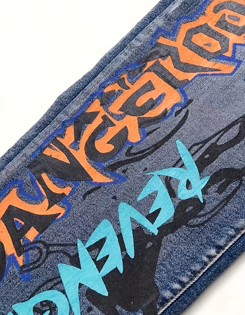 Load image into Gallery viewer, Graffiti Distressed Washed And Distressed Jeans Men Jeans Para Hombre, Designer Jeans for Men, Straight-Leg Wide-Leg Stretch All-Season Streetwear Y2K Vintage Wash Fashion

