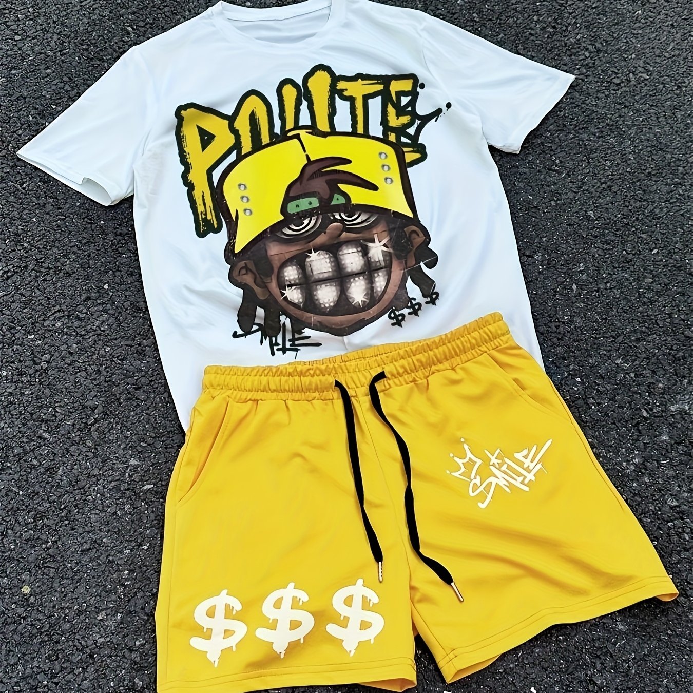 Men Hip-Hop Character Portrait Print T-Shirt, Casual Trendy Graphic T-Shirt, Hip Hop Streetwear Comfortable Casual Summer Clothes