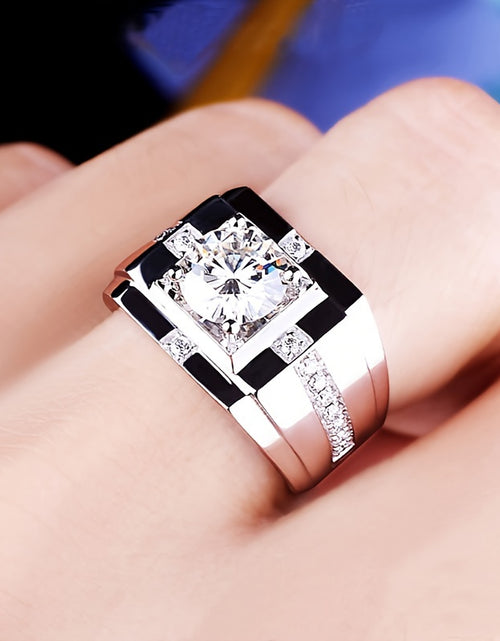 Load image into Gallery viewer, 925 Sterling Silvery Inlaid with Shiny Synthetic Zirconia Ring, Personalized And Domineering High-Quality Jewelry Men&#39;S Ring Weighing about 10 Grams
