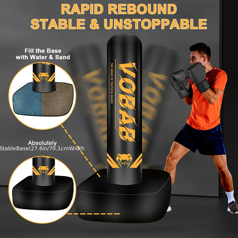 70" Heavy Punching Bag With Stand For Adults, Freestanding Boxing Bag For Men Women MMA Thai Fitness Karate Muay Beginners