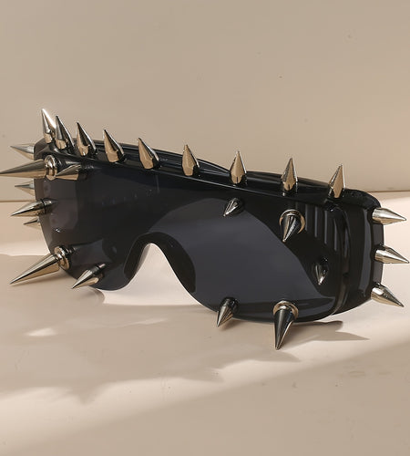 Oversized Punk Rivet Fashion Glasses with Anti-Reflective PC Lenses - Fashionable Party & Club Accessories