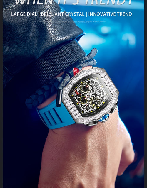 Load image into Gallery viewer, Men Automatic Mechanical Watch, Barrel Shape Hollow Tourbillon, Date Display, High-quality 3ATM Waterproof, Suitable For Casual And Formal Occasions, Daily Wear, Luxurious Sports Watch
