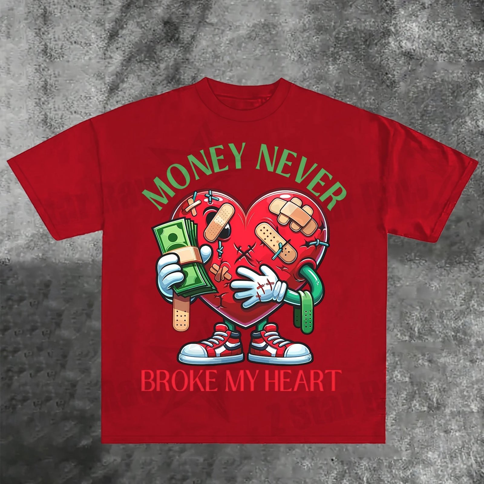 [Cotton T-shirt] Cotton Unisex Loose Style Money Never Broke My Heart, Men's Round Neck Short-sleeved Casual T-shirt