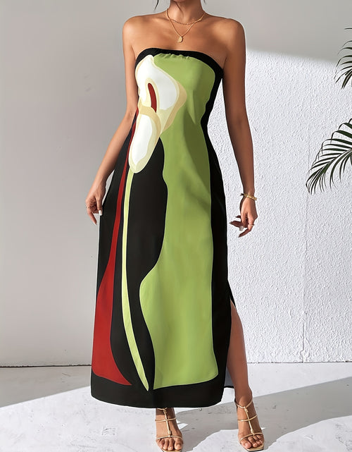 Load image into Gallery viewer, Women&#39;S Spring And Summer Casual Elegant Women&#39;S Avocado Print Strapless Midi Dress
