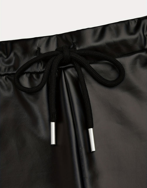 Load image into Gallery viewer, Women&#39;s Shiny Leather-Like Jumpsuit - Black Long Sleeve with Scrunched Pants &amp; Drawstring Waist | Edgy Bodycon Style for Night Clubs, Fashion Events &amp; Streetwear (Stretchy Fabric Slim-Fitting) for Fall &amp; Winter
