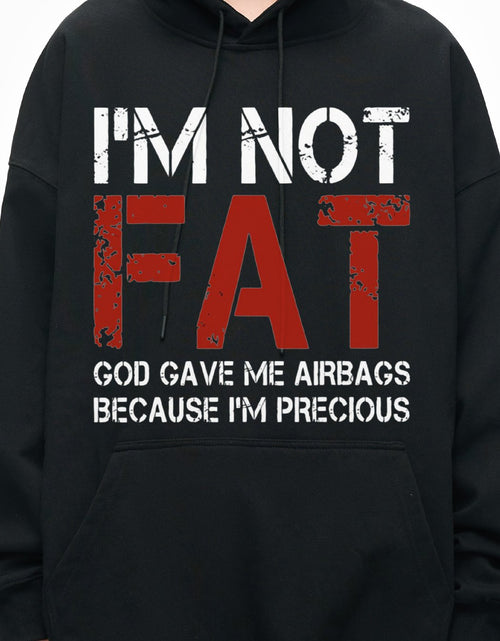 Load image into Gallery viewer, Men  &quot;I&#39;m Not Fat&quot; Graphic Hoodie - Casual Streetwear Sweatshirt with Bold Print, Red &amp; White Design, Long Sleeves, Regular Fit for Fall/Winter, Sweater Hoodie
