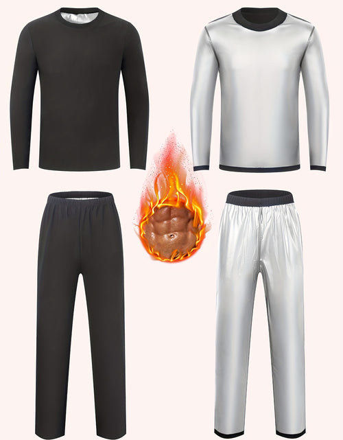 Load image into Gallery viewer, Men&#39;s 2pcs Sweat Suit,  Knit Fabric, Crew Neck Long Sleeve &amp; Pants, Quick Sweat Gym Workout Outfit, Universal Fit for Training &amp; Yoga, Solid Color, Slight Stretch, All Seasons
